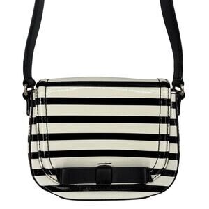 Kate Spade Jade Chelsea Park Striped Patent Leather Bag Crossbody Bow Designer